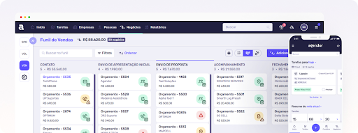 Agendor CRM - funil de vendas