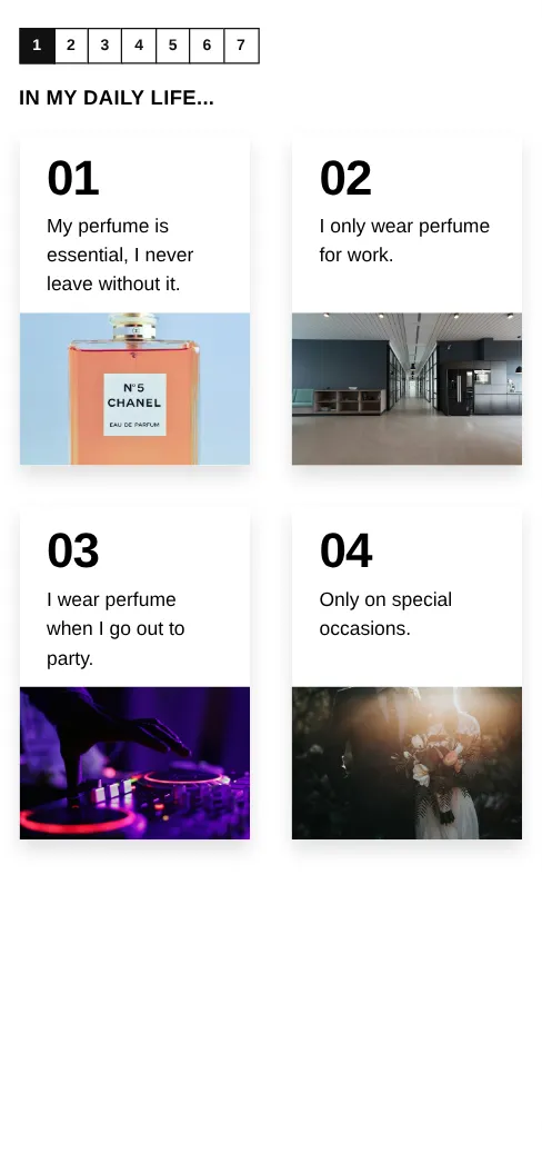 First question of the Perfume Quiz (Editorial) template, as shown on a phone
