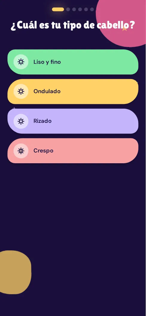 Primera pregunta del modelo Rutina Capilar, como se ve en el celular