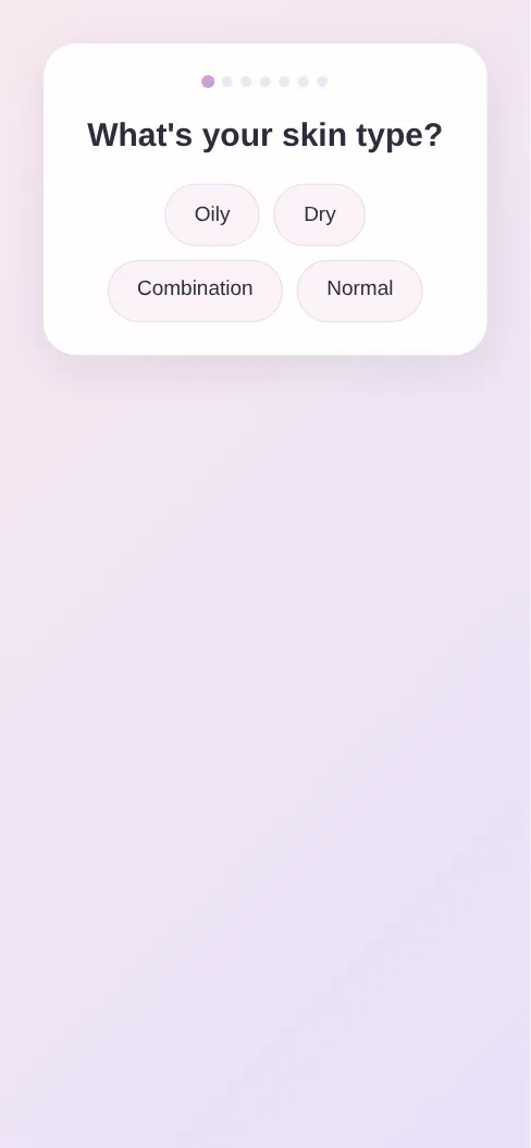 First question of the Skincare Quiz template, as shown on a phone